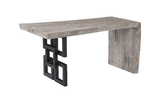Phillips Collection Waterfall Gray Stone Satin Black Overlap Leg Desk