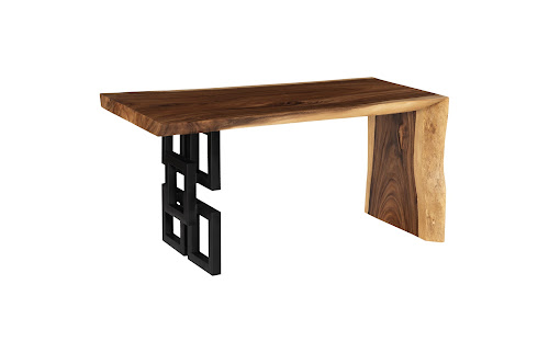 Phillips Collection Waterfall Natural Satin Black Overlap Leg Desk ...