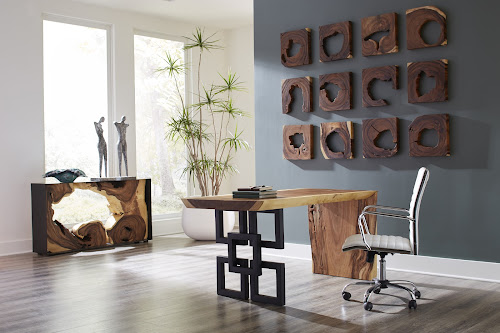 Phillips Collection Waterfall Natural Satin Black Overlap Leg Desk