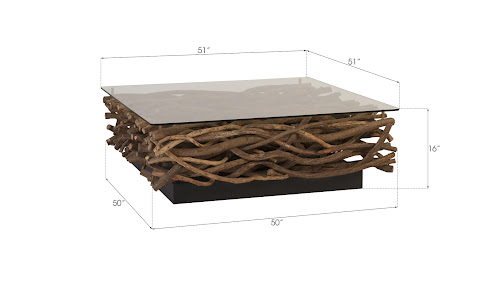 Phillips Collection Vine with Glass Coffee Table