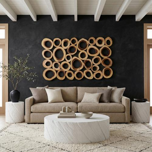 Phillips Collection Chuleta Rings Wall Art Chamcha Wood Rectangular Accent
