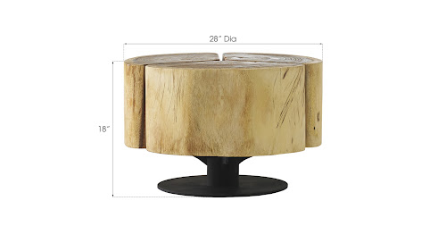 Phillips Collection Clover Chamcha Wood Natural Finish Metal Base Coffee Table