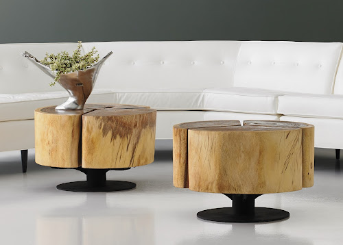 Phillips Collection Clover Chamcha Wood Natural Finish Metal Base Coffee Table