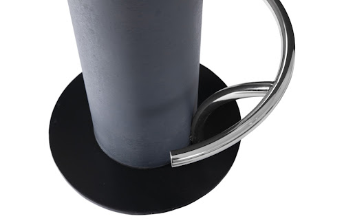 Phillips Collection Concrete Chamcha Wood Top Stainless Steel Footrest Bar Stool