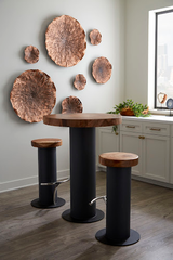 Phillips Collection Concrete Chamcha Wood Top Stainless Steel Footrest Bar Stool