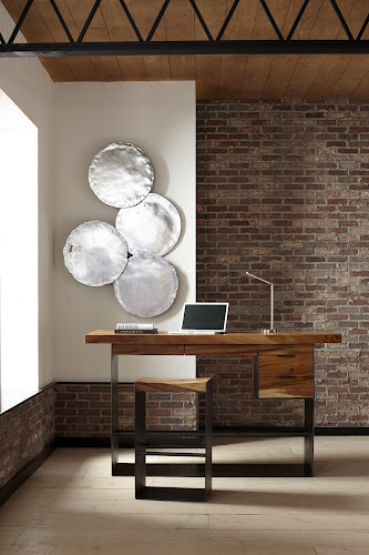 Phillips Collection Iron Frame Natural Bar Stool