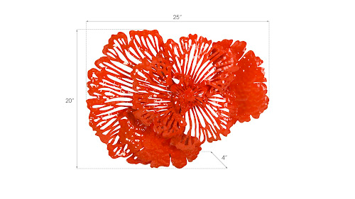 Phillips Collection Flower Wall Art Small Coral Metal Accent