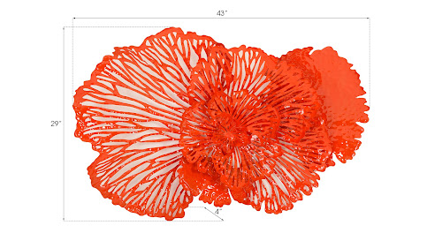 Phillips Collection Flower Wall Art Medium Coral Metal Accent