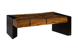 Phillips Collection Criss Cross  on Black Iron Legs Chamcha Wood Coffee Table