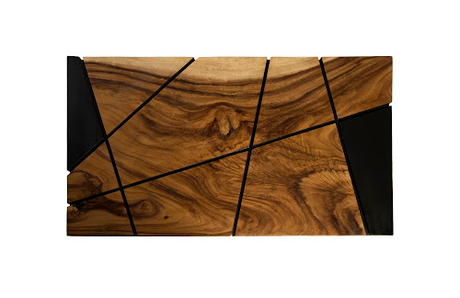 Phillips Collection Criss Cross  on Black Iron Legs Chamcha Wood Coffee Table