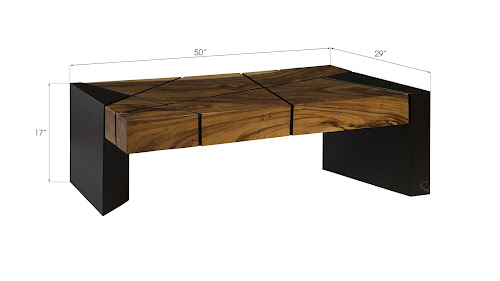 Phillips Collection Criss Cross  on Black Iron Legs Chamcha Wood Coffee Table
