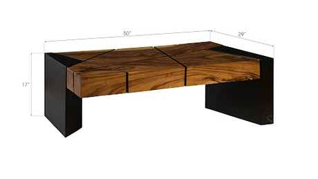 Phillips Collection Criss Cross  on Black Iron Legs Chamcha Wood Coffee Table