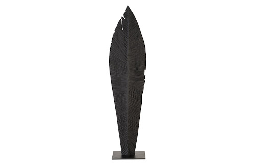 Phillips Collection Carved Leaf on Stand Burnt LG Accent