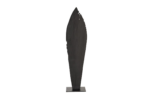Phillips Collection Carved Leaf on Stand Burnt LG Accent