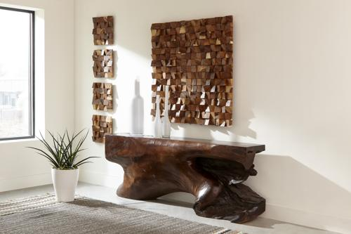 Phillips Collection Blocks Chamcha Wood Natural LG Wall Art