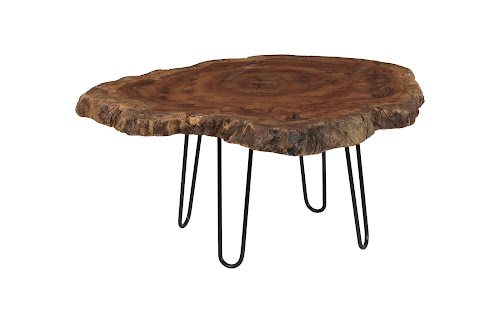 Phillips Collection Burled , Black Metal Legs Large Coffee Table