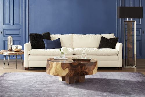 Phillips Collection Burled , Black Metal Legs Large Coffee Table