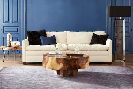 Phillips Collection Burled , Black Metal Legs Large Coffee Table