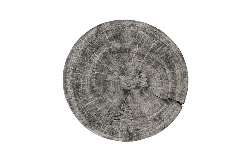 Phillips Collection Curved Wood , Thin Gray Stone Stool