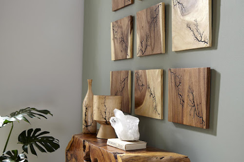 Phillips Collection Lightning Wall Tile Chamcha Wood Wall Art