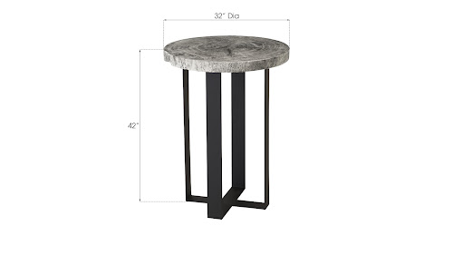Phillips Collection Chuleta Bar Table on Black Metal Base Chamcha Wood Gray Stone Bar Stool