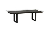Phillips Collection Chainsaw  with Glass Burnt Black Black Iron U Legs Dining Table