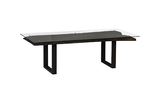 Phillips Collection Chainsaw  with Glass Burnt Black Black Iron U Legs Dining Table