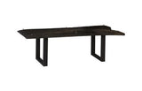 Phillips Collection Chainsaw  with Glass Burnt Black Black Iron U Legs Dining Table