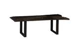 Phillips Collection Chainsaw  with Glass Burnt Black Black Iron U Legs Dining Table