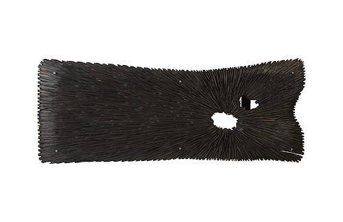 Phillips Collection Chainsaw  with Glass Burnt Black Black Iron U Legs Dining Table