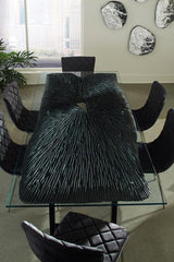 Phillips Collection Chainsaw  with Glass Burnt Black Black Iron U Legs Dining Table