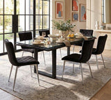 Phillips Collection Chainsaw  with Glass Burnt Black Black Iron U Legs Dining Table