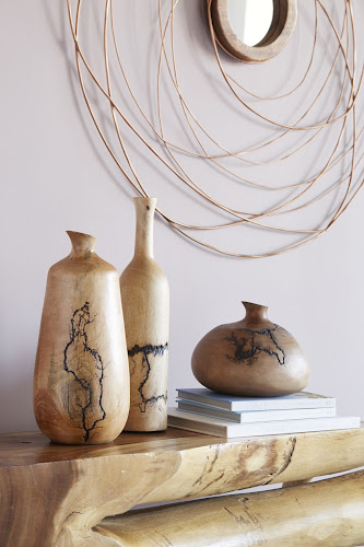 Phillips Collection Lightning Bottle Mango Wood Long Neck Vase