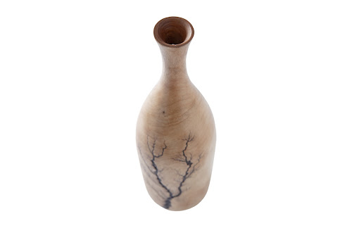 Phillips Collection Lightning Bottle Mango Wood Curved Neck Vase