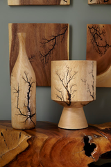 Phillips Collection Lightning Bottle Mango Wood Curved Neck Vase