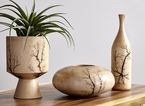 Phillips Collection Lightning Mango Wood Low 13"-14"Dia Vase