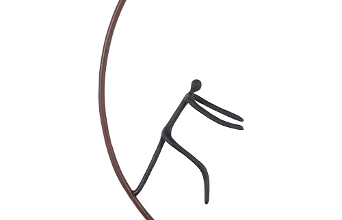 Phillips Collection Olympic Figure in Iron Ring Black Rust Style D Accent