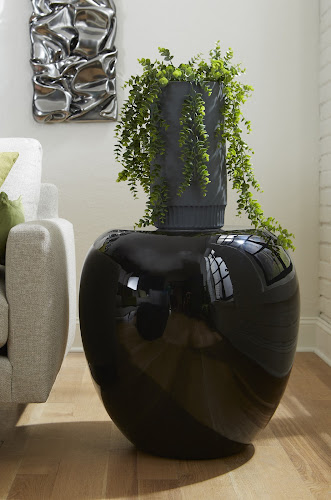 Phillips Collection River Stone , Gel Coat Black Black Side Table