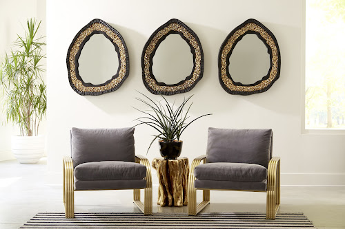Phillips Collection Geode , Black And Gold Matte Mirror