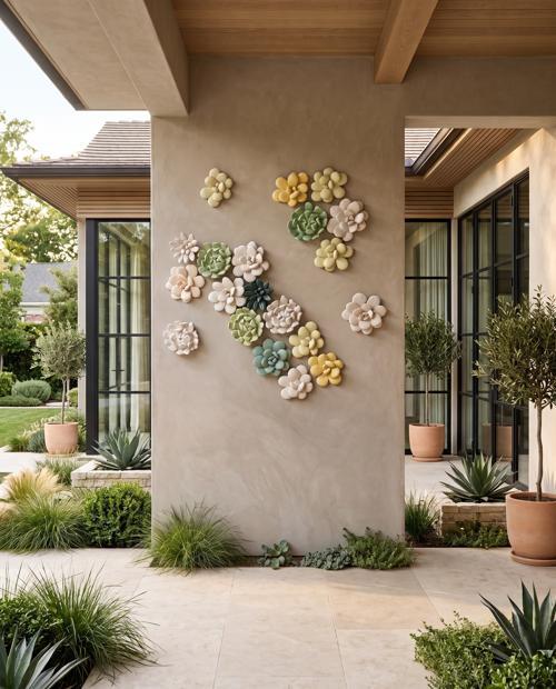Phillips Collection Compactum Succulent , White Stone White Wall Art