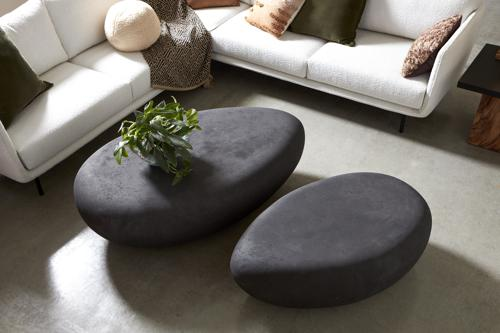 Phillips Collection River Stone Charcoal Stone Large Coffee Table