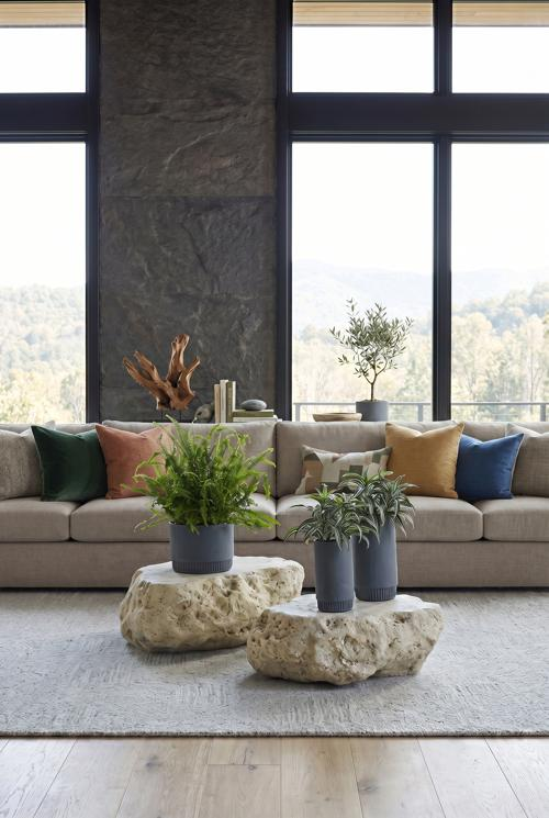 Phillips Collection Cast Boulder  Roman Stone Large Coffee Table