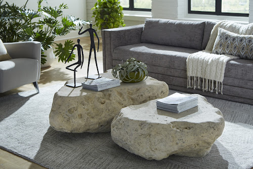 Phillips Collection Cast Boulder  Roman Stone Large Coffee Table