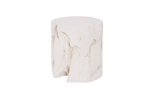 Phillips Collection Slice Round White Stone Stool