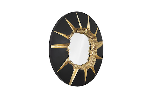 Phillips Collection Circular Cracked Black & Gold Mirror