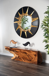 Phillips Collection Circular Cracked Black & Gold Mirror