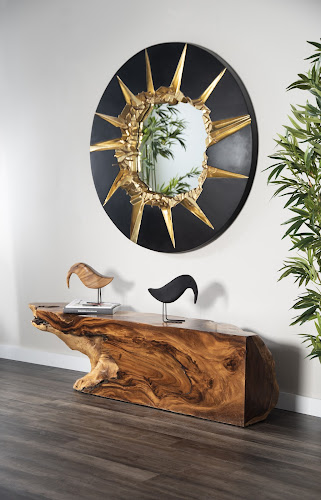 Phillips Collection Circular Cracked Black & Gold Mirror