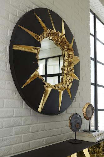 Phillips Collection Circular Cracked Black & Gold Mirror