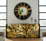 Phillips Collection Circular Cracked Black & Gold Mirror