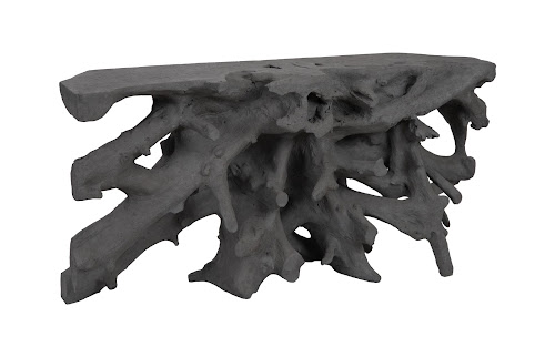 Phillips Collection Beau Cast Root  Table Charcoal Stone Console